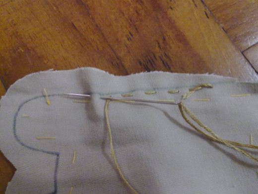 Sew the temporary stitches