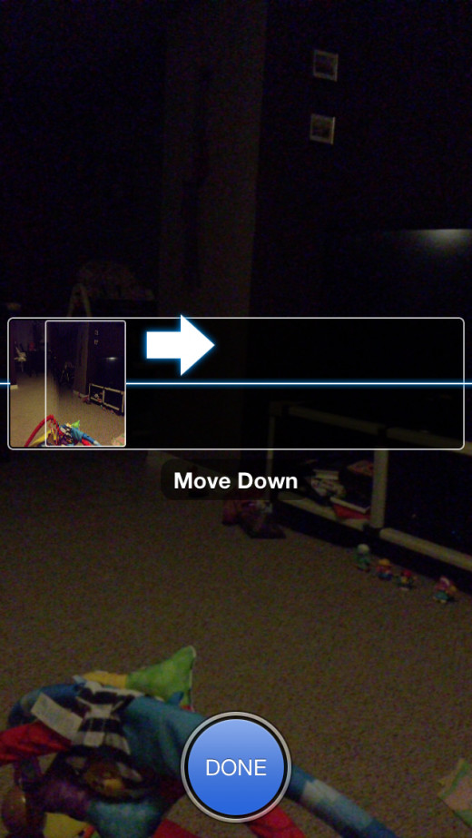 Keep the arrow on the horizontal line. If the arrow gets off the line, a message appears on the screen telling you to move up or down.