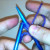 Insert the LEFT HAND needle from the right side of the first stitch angling to the left from Front to Back Insert the LEFT HAND needle from the right side of the first stitch angling to the left from Front to Back