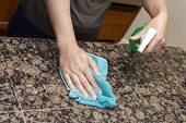 Use plain water and microfiber cloth on granite, tv, computer screens