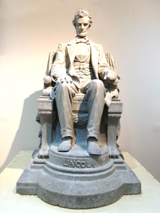 "Sitting Lincoln". This is a miniature scale of the sculpture. It's wonderful to this these 'mock-ups' in plaster and how perfect they appear to my unskilled eye.