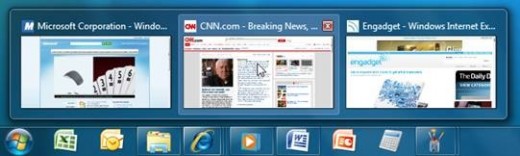 Windows 7 taskbar comes with an interesting but rather slow thumbnail view.