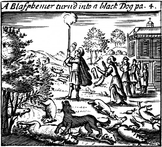 A blasphemer turned into a black dog
