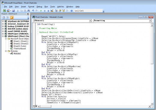Editing Visual Basic in Excel 2007.