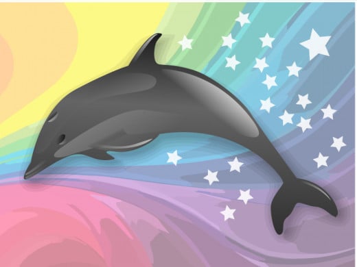 New Age dolphin/rainbow 
