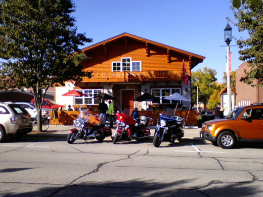 Kleemen's  Bar & Grill, rebuilt last year after a fire with a great outdoor patio and in the familiar Swiss Chalet style