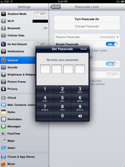 Re-enter your simple or complex passcode/password. The passcode will be applied automatically.