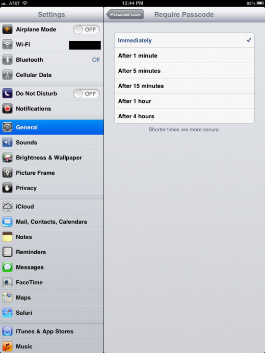 Select when you want people using the iPad to be prompted for the passcode/password after turning on or waking up the device.