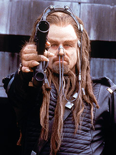 John Travolta with the world's longest piece of snot on his face in "Battlefield Earth"