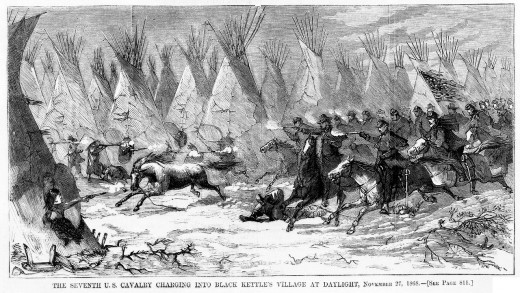 Seventh Cavalry Charging Black Kettle's Village 1868