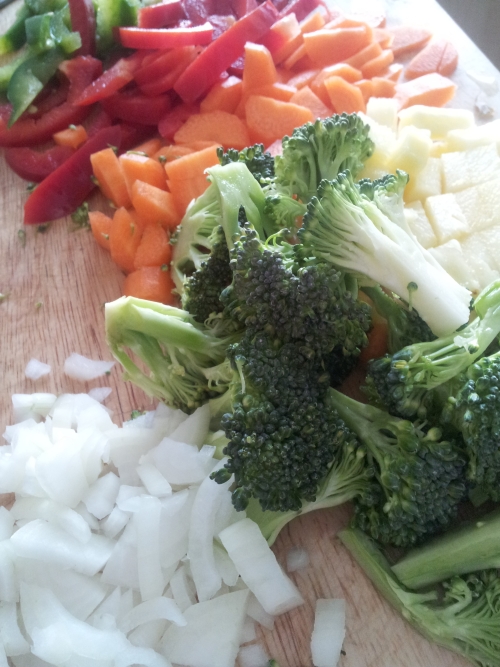 Chopped up veggies