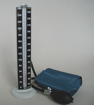 A mercury manometer for measuring blood pressure