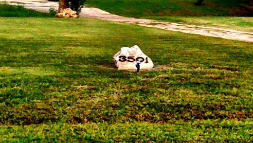 Address display on a large lawn