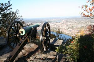 Lookout Mountain overlooks Chattanooga and is a historic visitor's attraction.