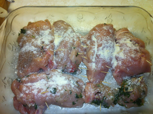Sprinkle top with Parmesan cheese and pop into the oven.