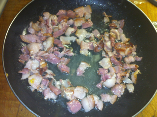 Bacon is cooked perfectly for the stuffing mix.