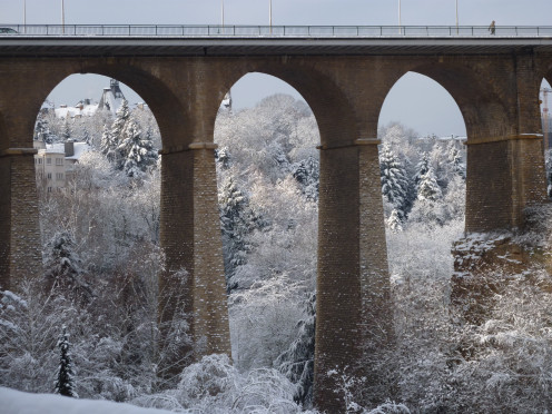 Viaduct Bridge in winter, Luxembourg City