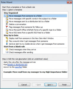 Using Rules to assist with Outlook 2007 housekeeping