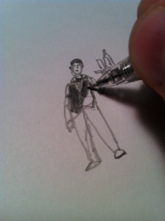 8) Finish him up by filling in his vest and adding eyes, mouth and hair.