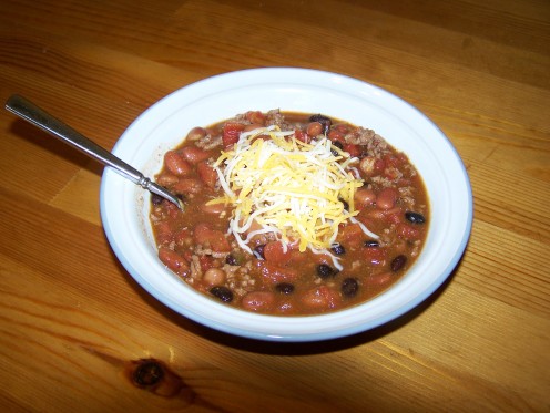 Yummy bowl of chili with cheese