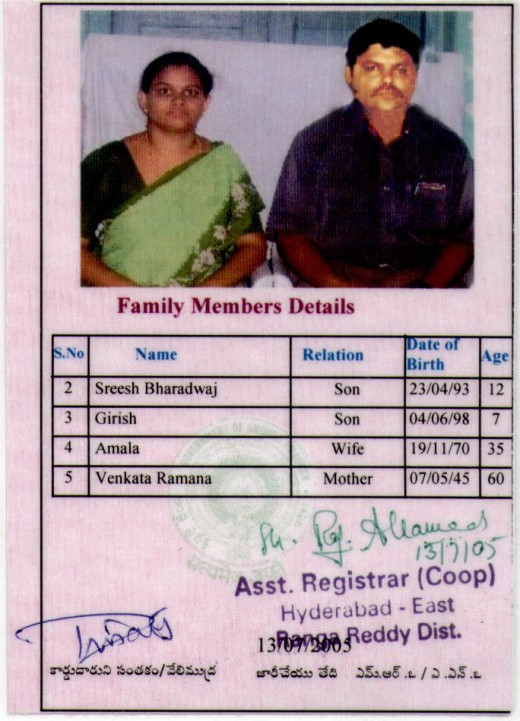 Indian Ration Card Sample