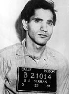 Sirhan Sirhan's mugshot photo taken after he was arrested for RFK's murder