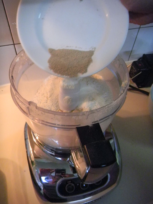 Put all the ingredients into your food processor with dough attatchment on