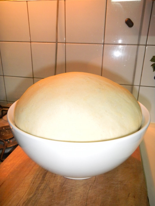 Dough after leaving to rise