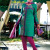 Dark Aqua Green and Magenta Churidar Suit with Dupatta from Cbazaar.