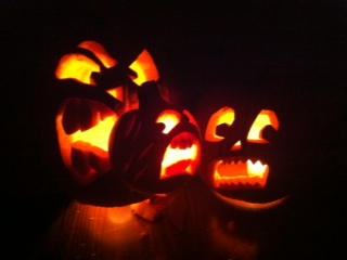 One of the benefits of our media fast was more time to work on this angry family of jack-o-lanterns