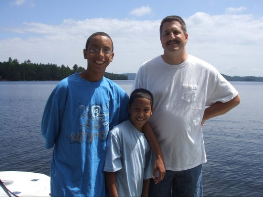 The author and his sons at Aylen Lake, Ontario, Canada.