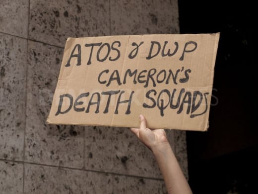 Protest against DWP & ATOS Healthcare's government disinformation campaign.
