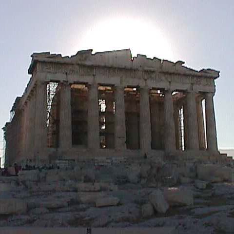 The Parathenon in Athens,Greece was photographed by the author at sunset in September 2001.
