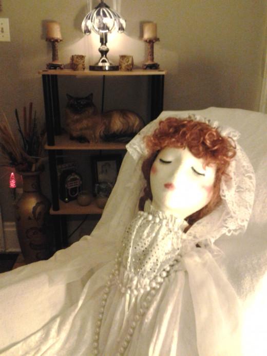 Shelly's bridal costume, with my Lucy wig.