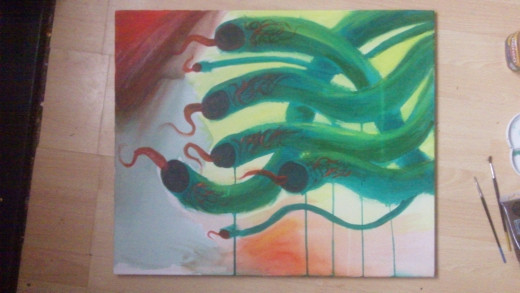 A touch of red Acrylic wash helps underneath the Wyrms.