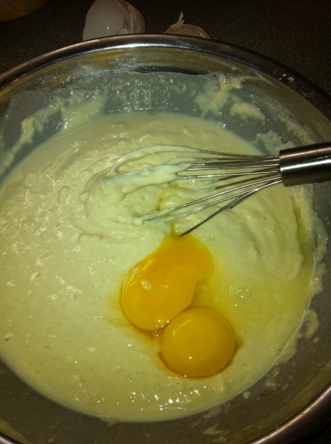 Add egg yolks and vanilla.