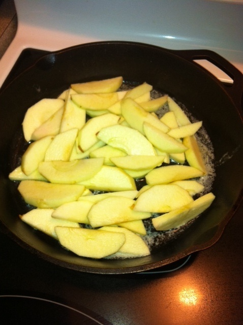Add to cast iron pan over medium heat.