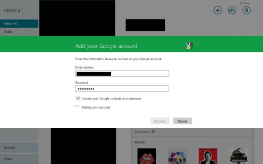 Enter the username and password associated with that email account and then click "Connect."