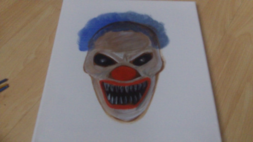 Blue hair wig wash and red Clown lips
