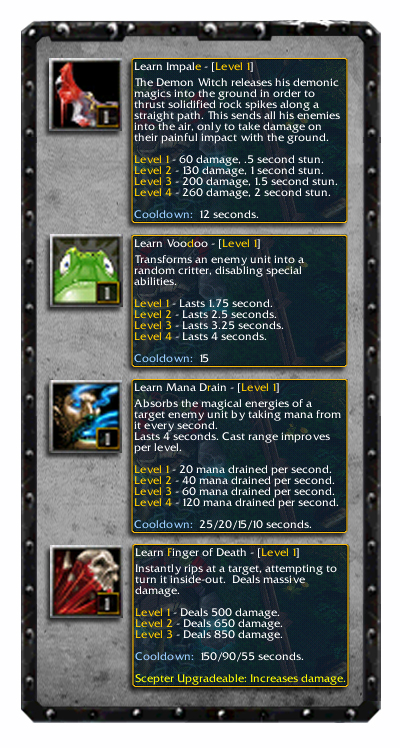 Lion the Demon Witch Skills
