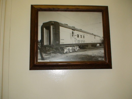 The museum car contains all kinds of phots from the UP Railroad's history.