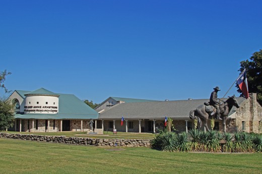 The museum entrance.  There are several buildings in this complex that are interconnected, including the Texas Rangers Hall of Fame building.
