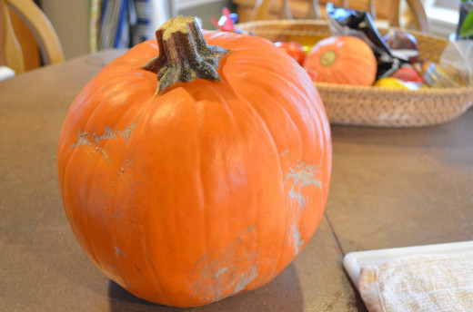 Start with a pumpkin.  For variety try a white pumpkin.