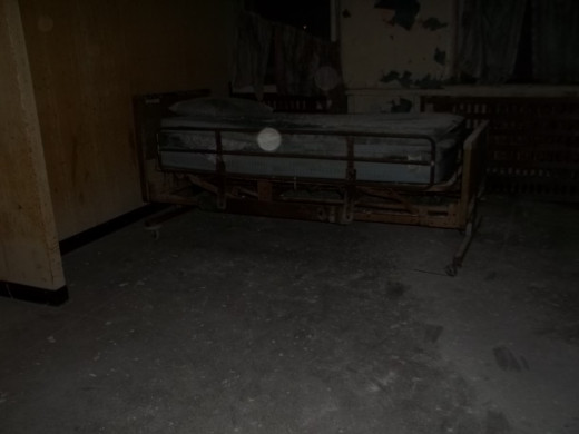 Photo of a patients bed.  My camera captured an orb in this room!