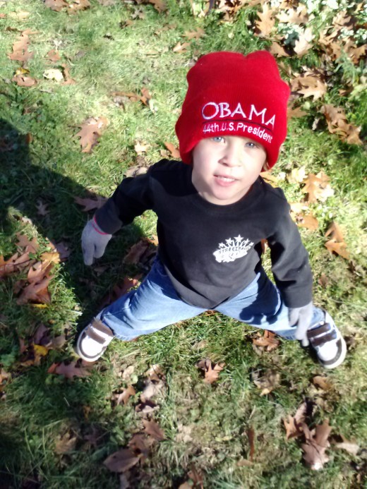 My son rockin the Obama Hat
