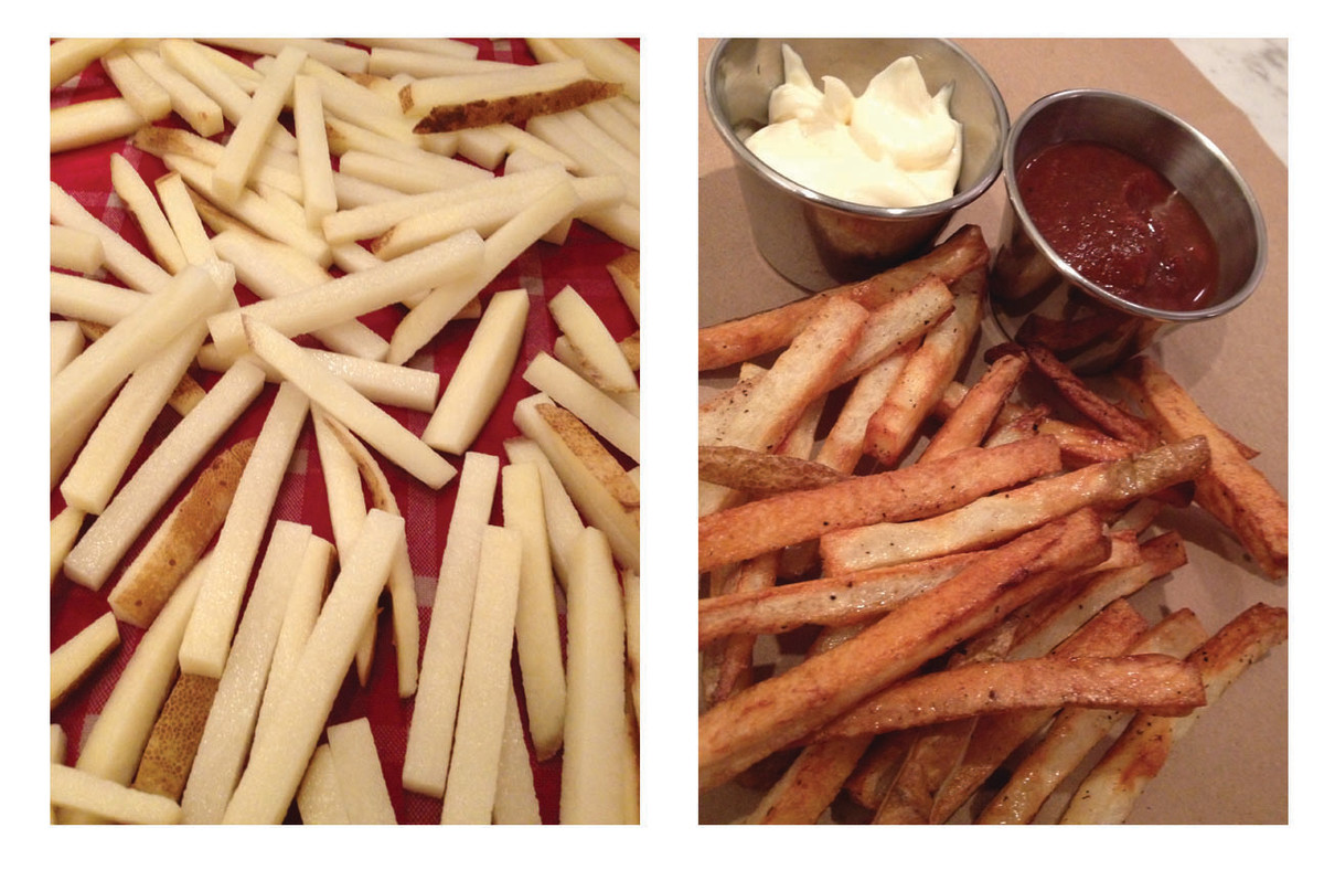 We ate our fries with a garlic aioli and our homemade catsup that has tons of flavor. It's easy to make. I post the recipe on my profile page.