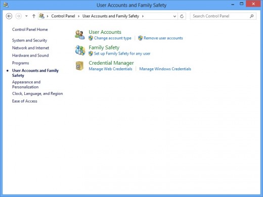 Click "Remove User Accounts" in the User Accounts section.