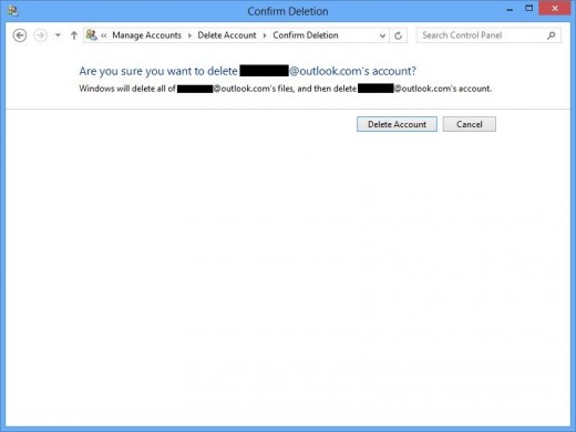 Click "Delete Account." That user account will no longer be available on your Windows 8 computer.