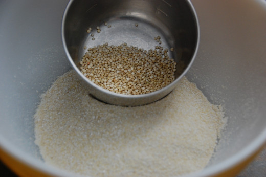 Comparing the quinoa, before and after grinding