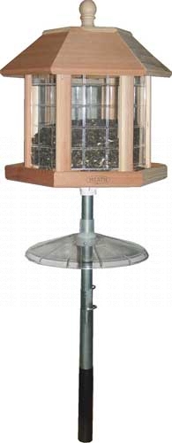 Gazebo style feeders make it easy for birds like cardinals and blue jays to perch comfortably while they dine!